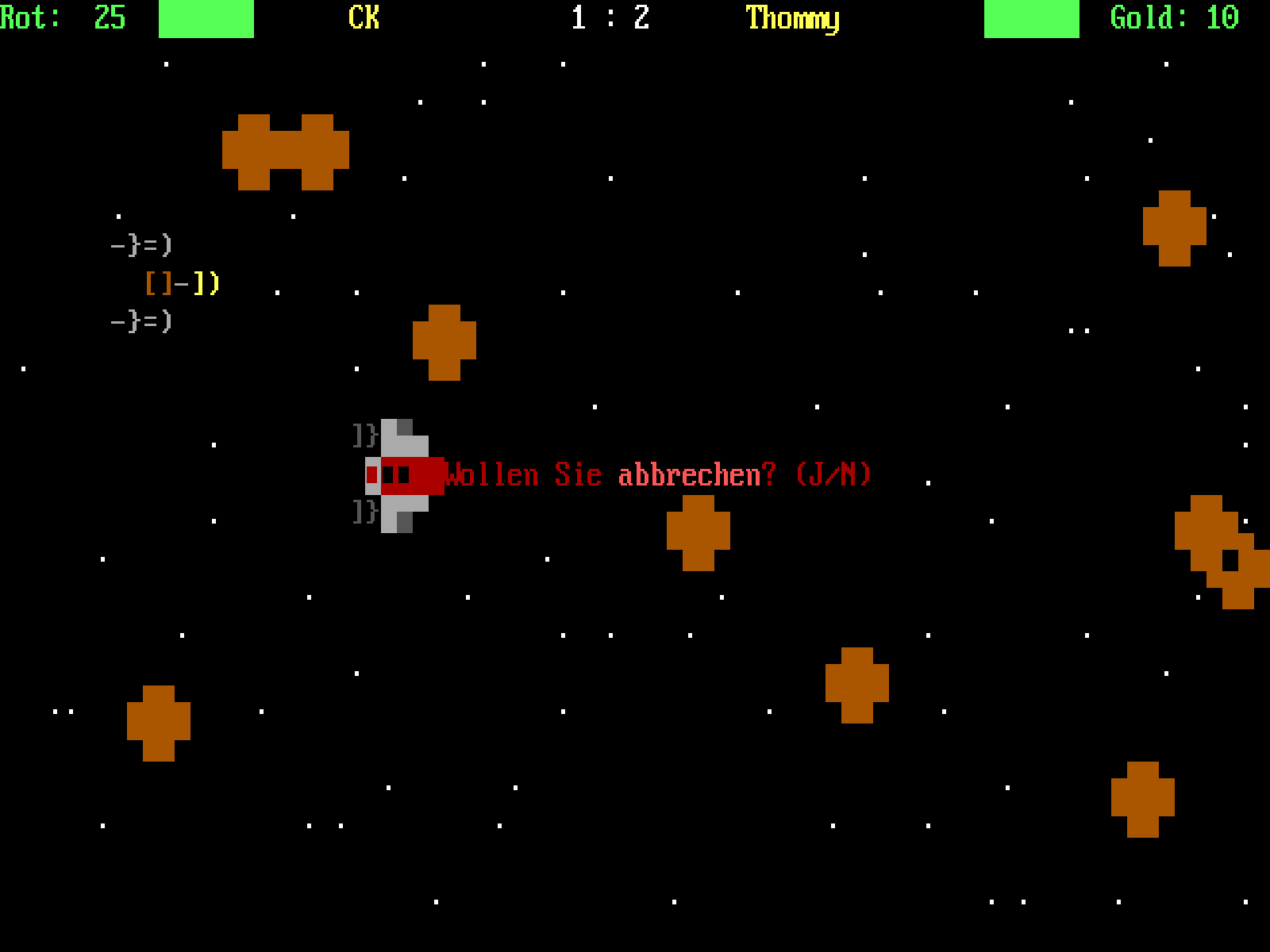 Screenshot aus dem Spiel mit dem Abbruchdialog