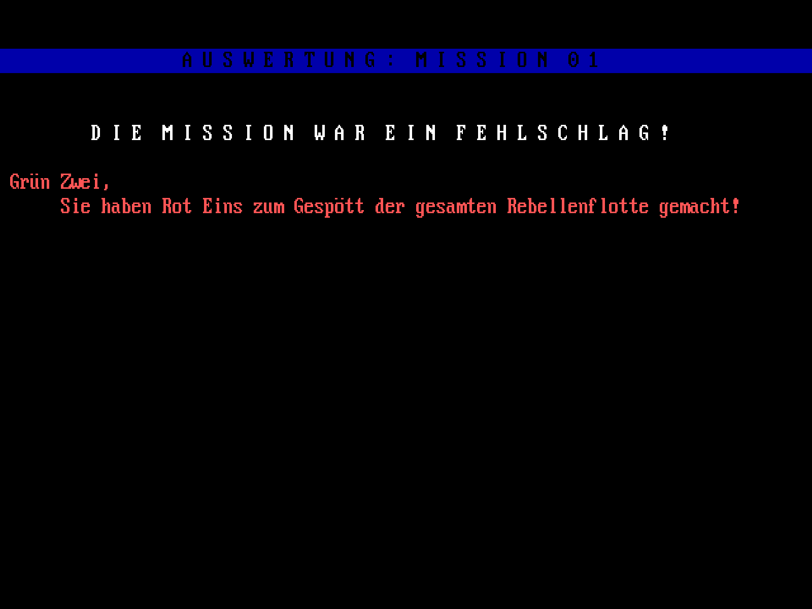 Screenshot von der Missionsauswertung