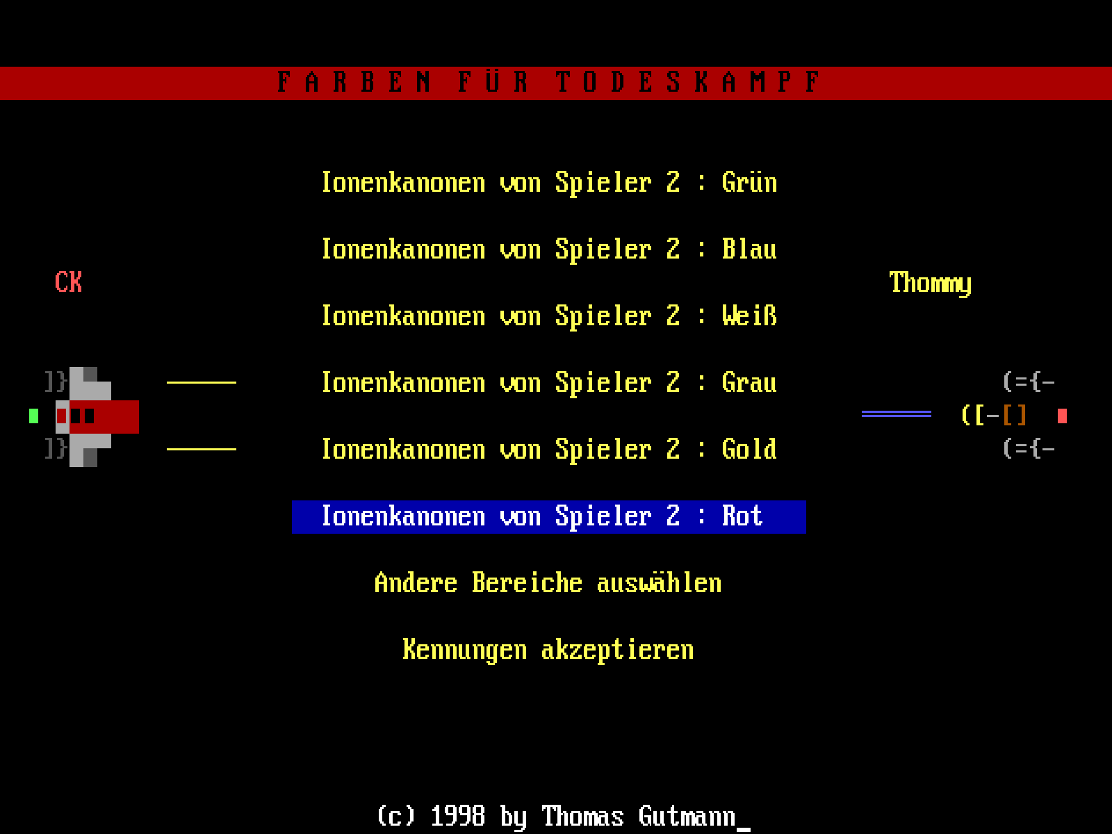 Screenshot vom Spielermenü: In acht Slots können Spieler angelegt werden.